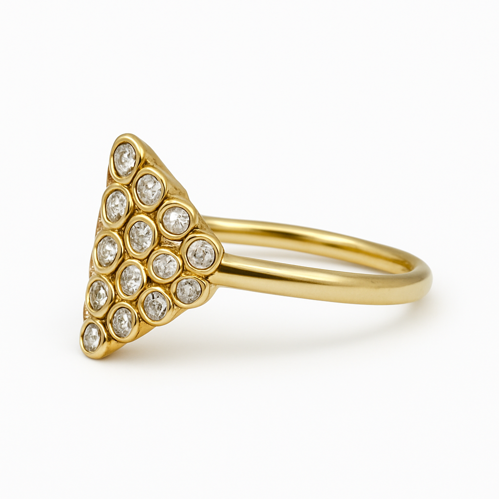 Diamond Geometric Cluster Yellow Gold Ring