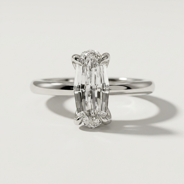 1.02cts Elongated Octagonal Diamond White Gold Ring