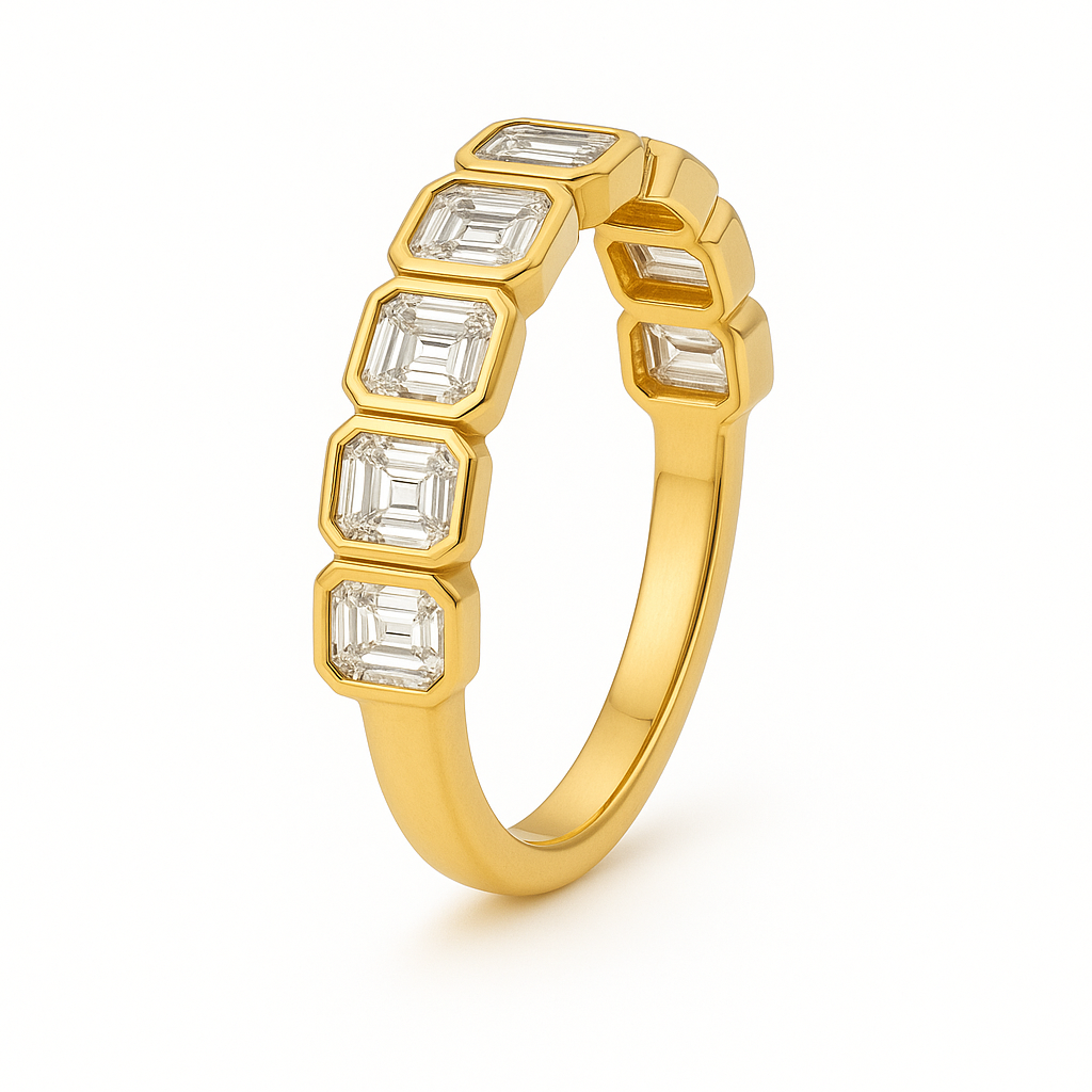 Emerald Cut Bezel Set Diamond Band