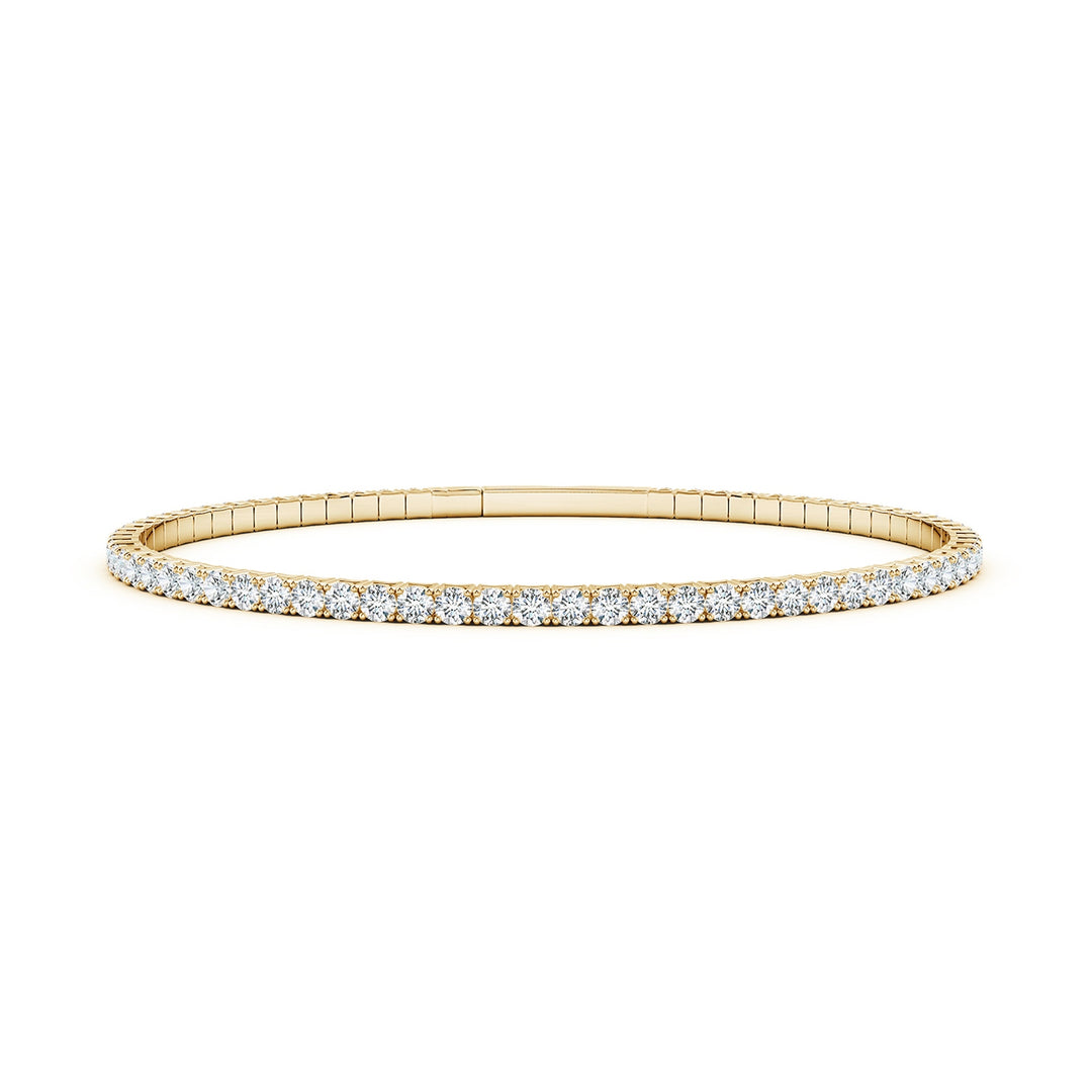 2.40ctw Diamond Flexible Yellow Gold Bangle