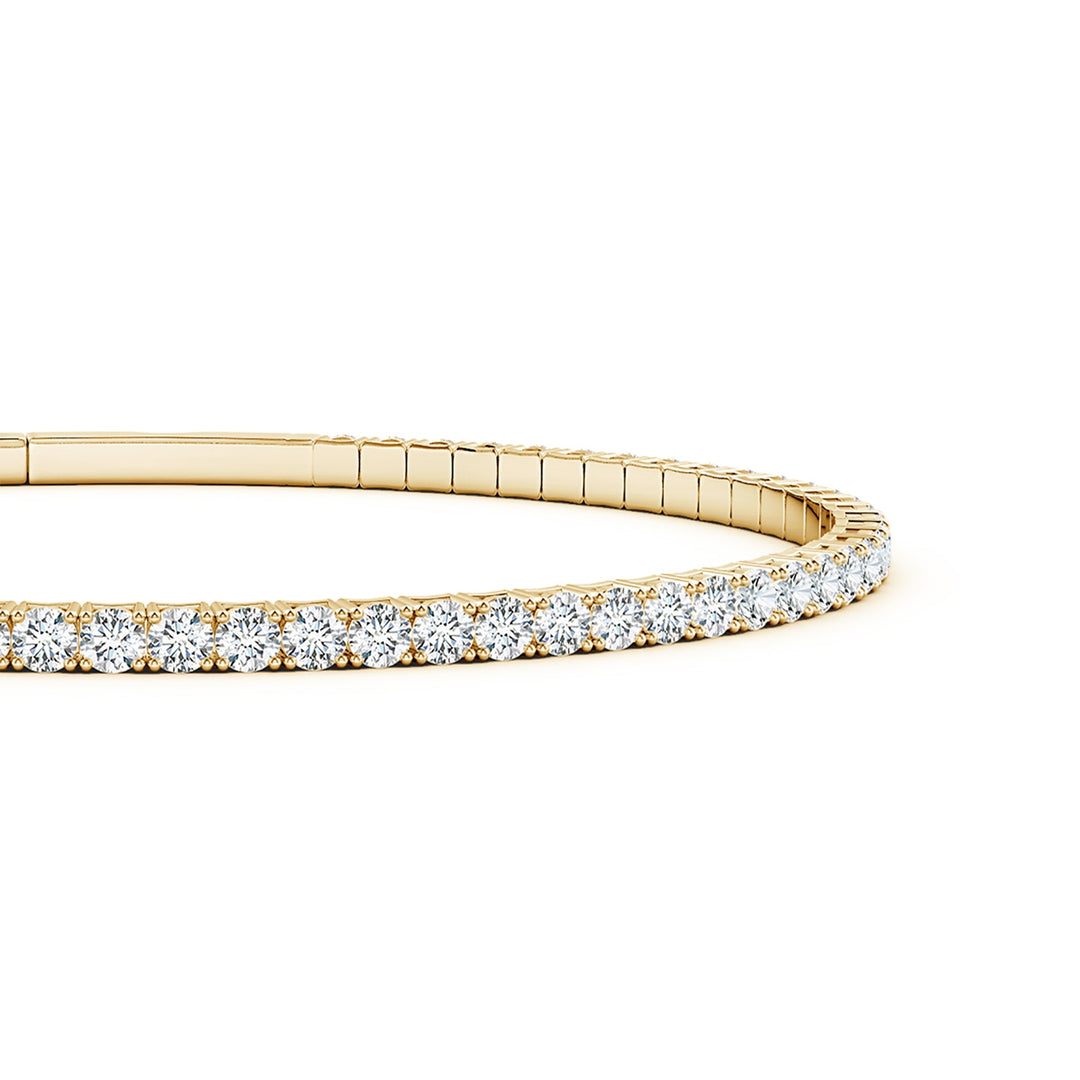 2.40ctw Diamond Flexible Yellow Gold Bangle