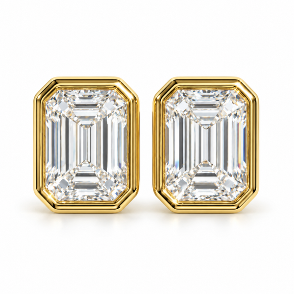 2.00ctw Emerald Diamond Lab Grown Bezel Set Stud Earrings