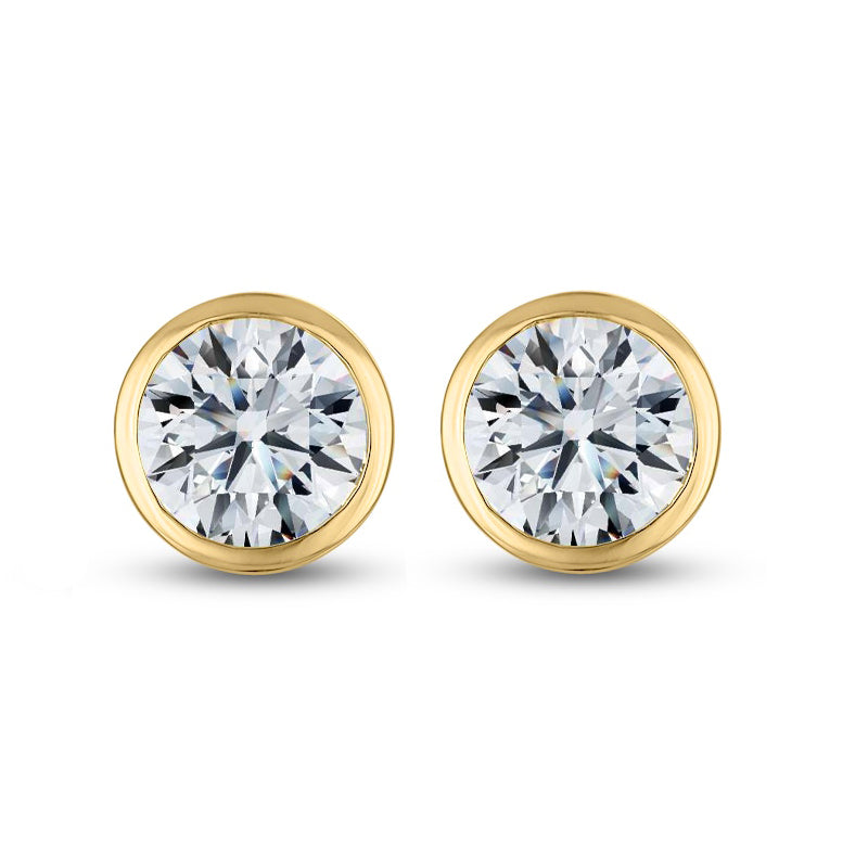 2.00ctw Round Diamond Lab Grown Bezel Set Stud Earrings