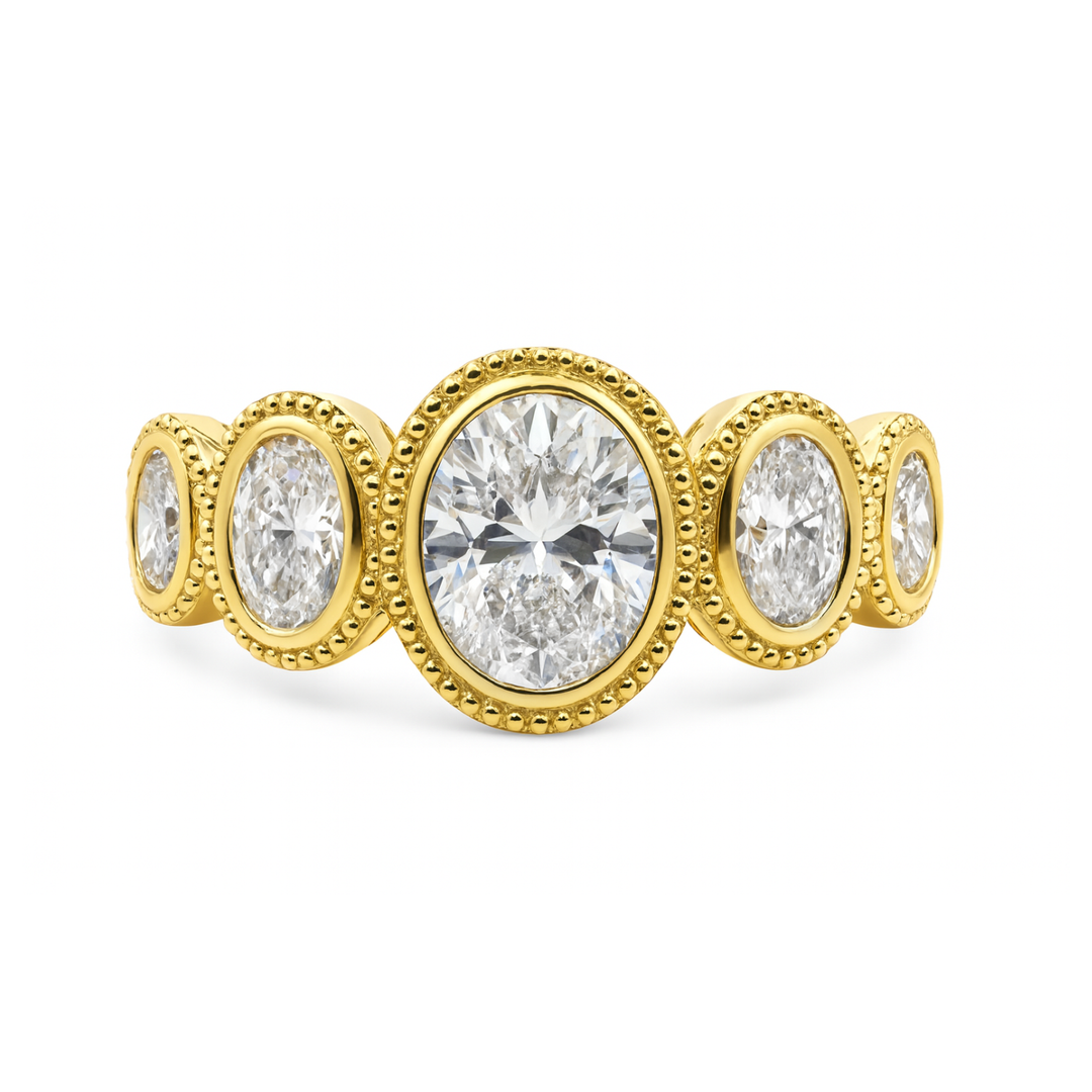 5 Oval Diamond Bezel Set Band