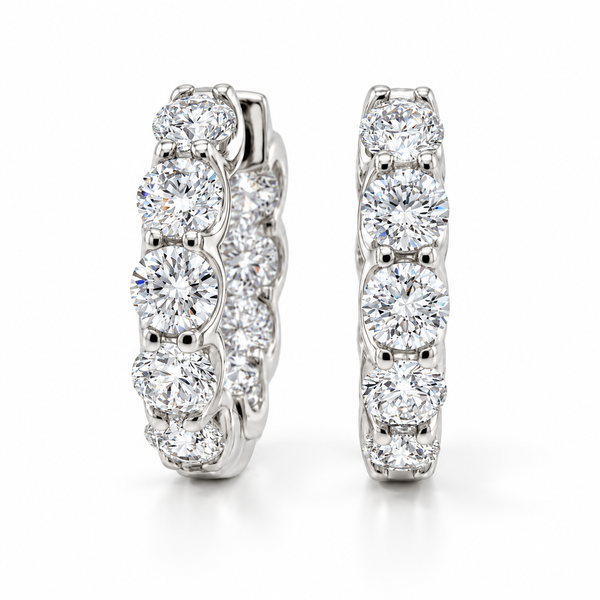 5.10ctw Diamond White Gold Inside Out Hoops