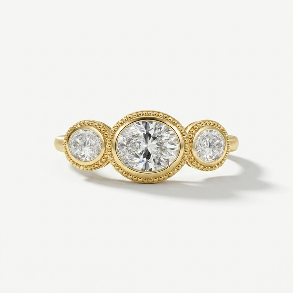 3 Oval Diamond Bezel Set Band
