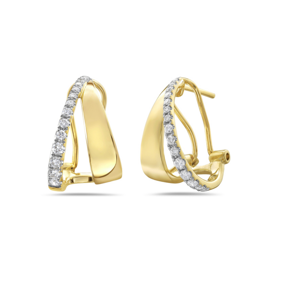 Diamond Open Yellow Gold Earrings