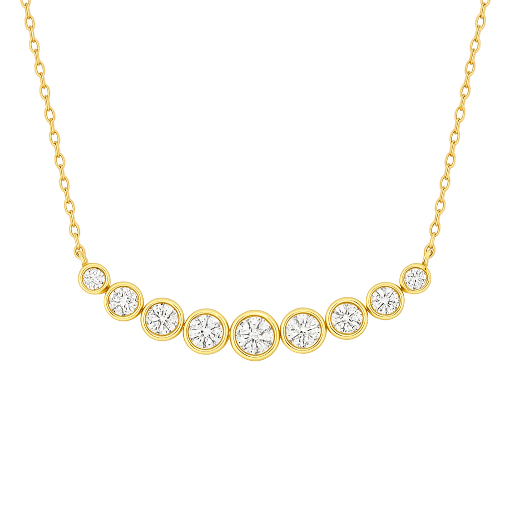 Diamond Bezel Set Yellow Gold Fashion Necklace
