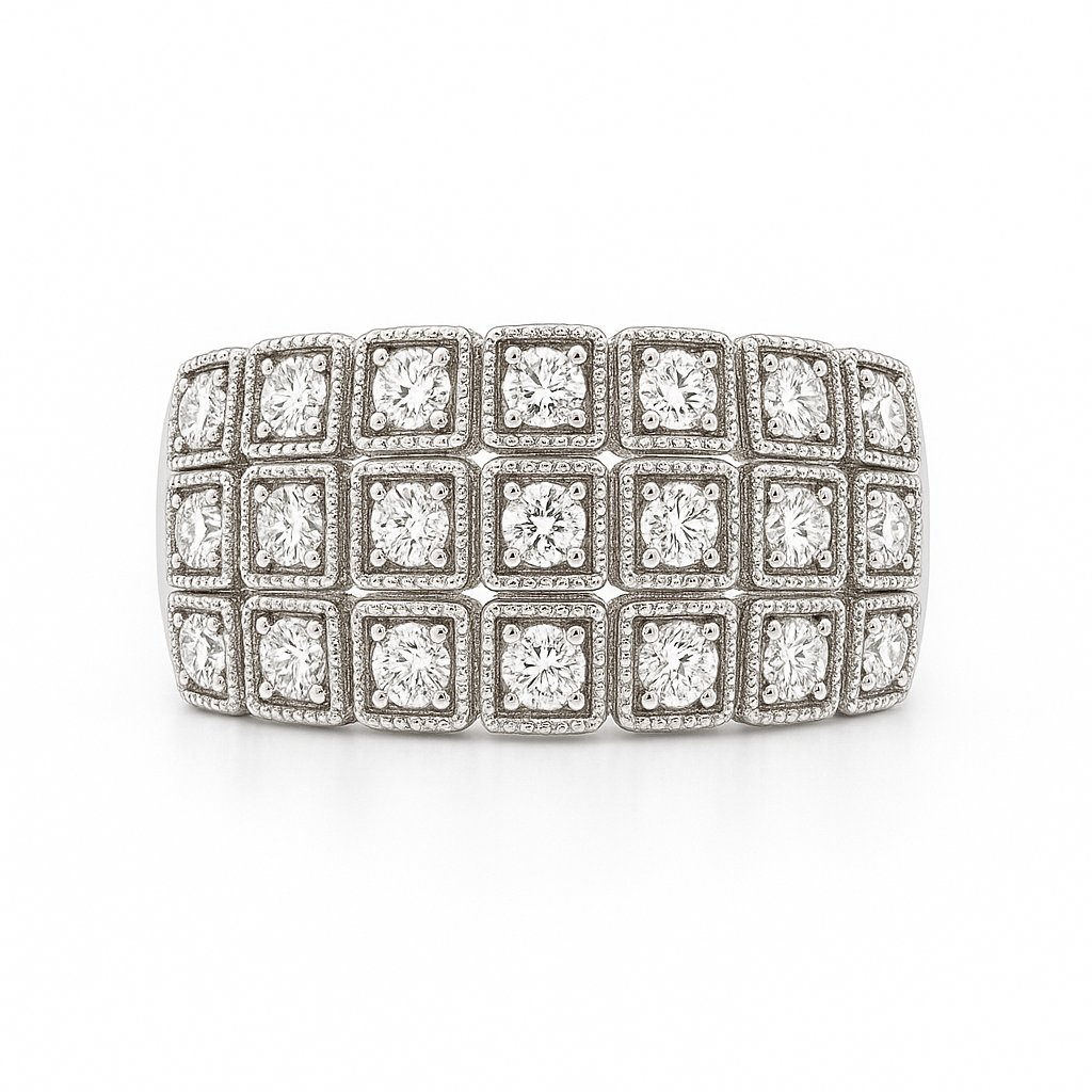 Diamond Deco 3-Row Ring