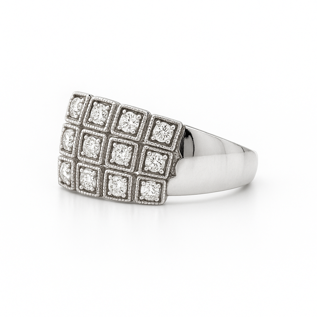 Diamond Deco 3-Row Ring