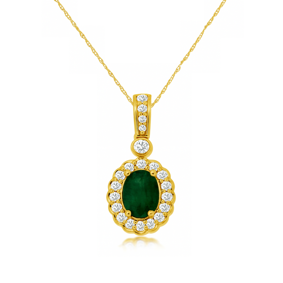 Oval Emerald & Diamond Necklace