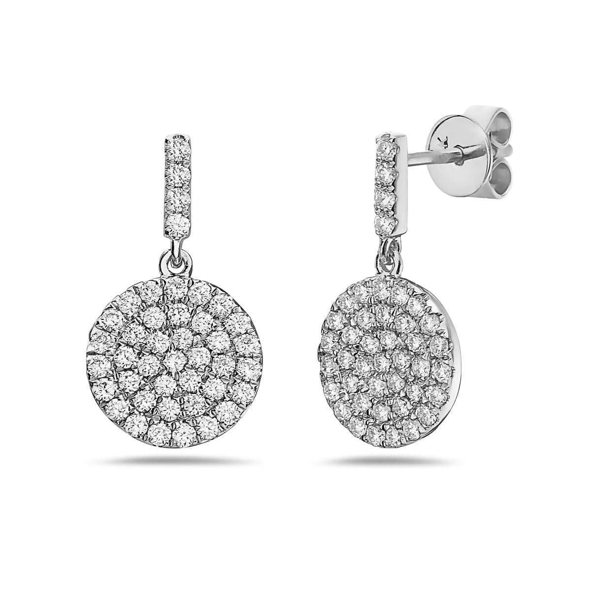 0.81ctw Diamond Pave Cluster 14kt White Gold Earrings