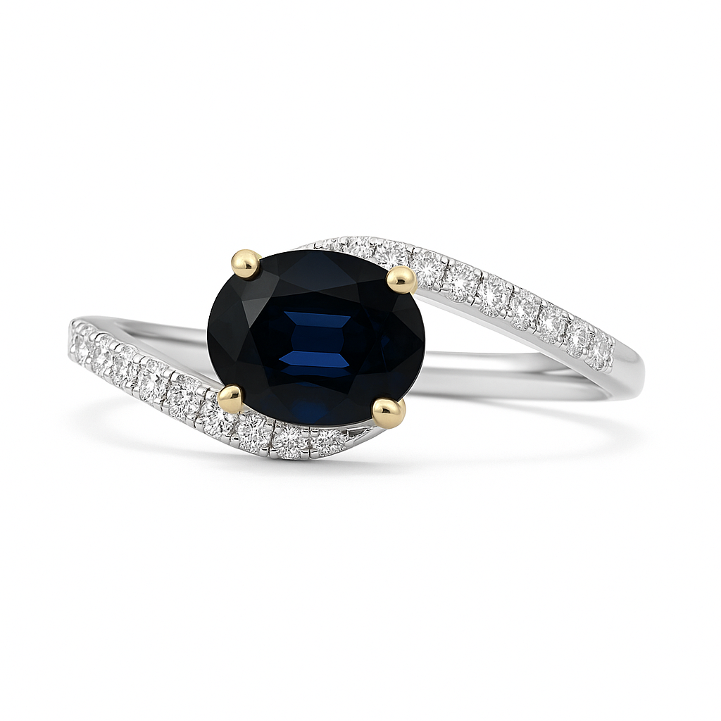 Blue Sapphire & Diamond Ring