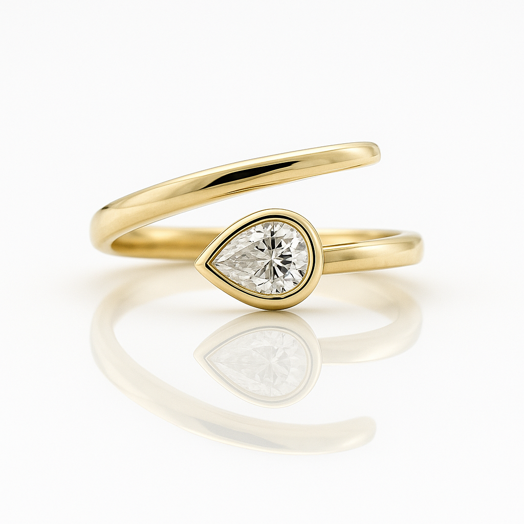 Diamond Pear Shape Open Ring
