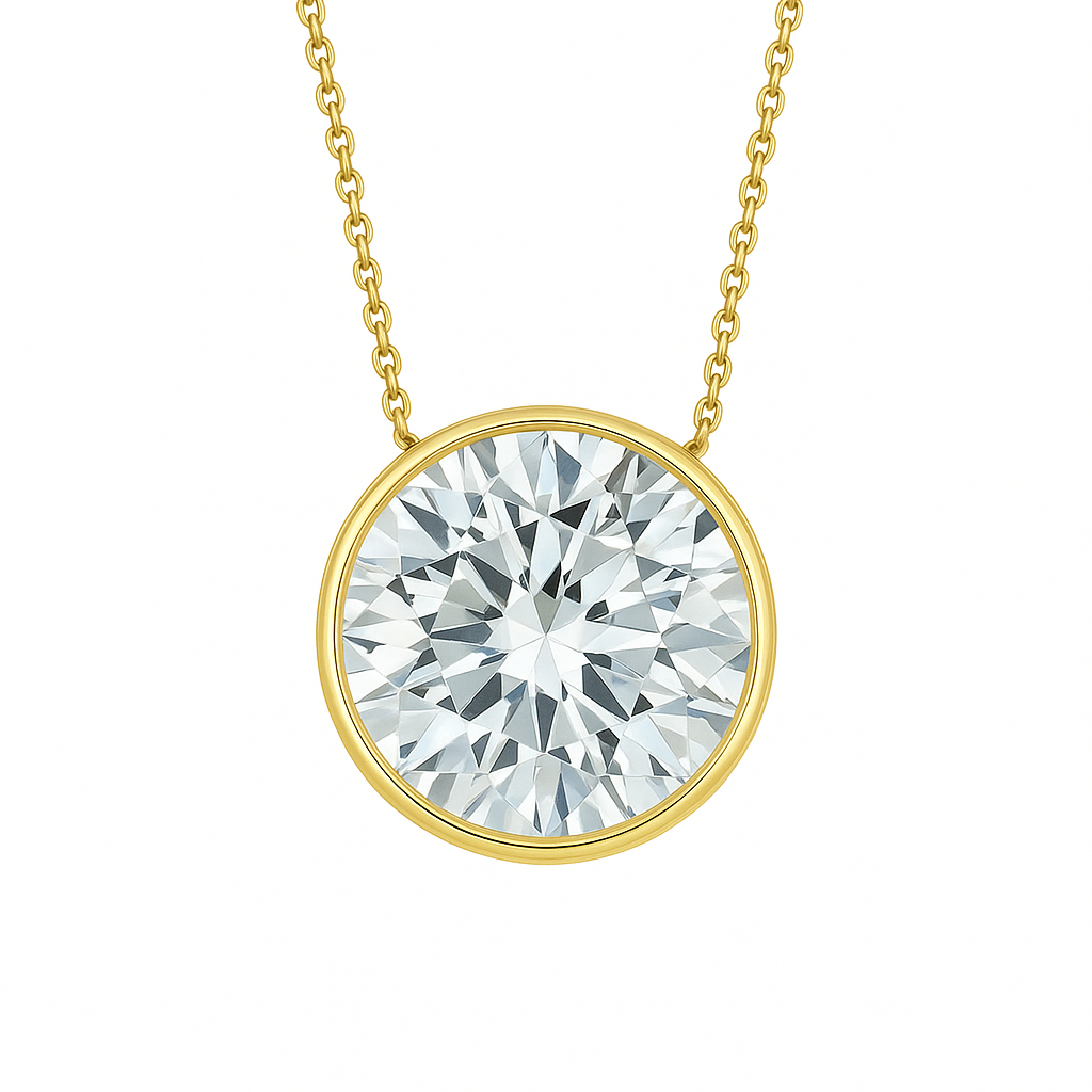 3.00cts Round Lab Grown Diamond Bezel Set Necklace