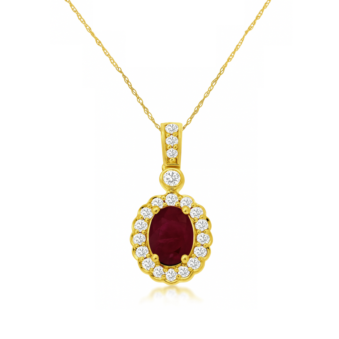 Oval Ruby & Diamond Necklace
