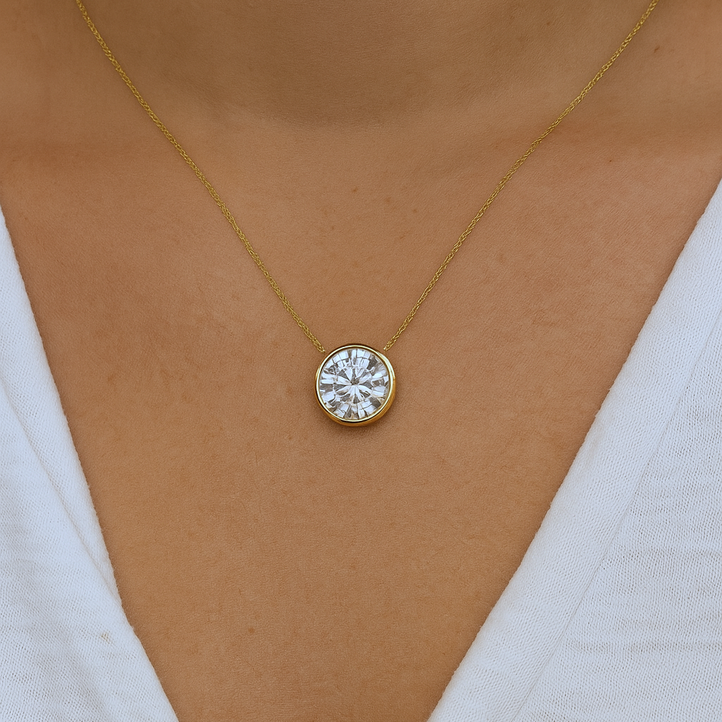 3.00cts Round Lab Grown Diamond Bezel Set Necklace