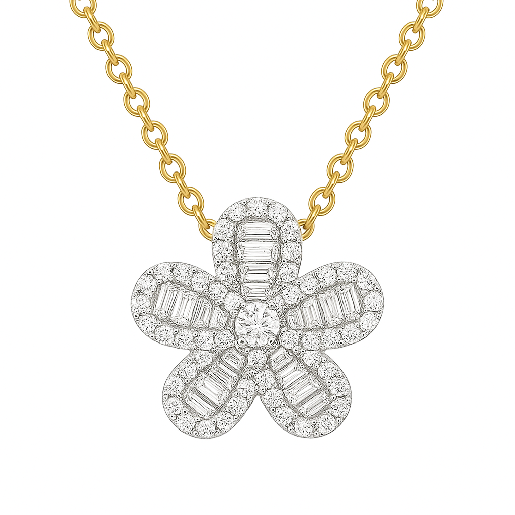 Diamond Floral Pave' Necklace