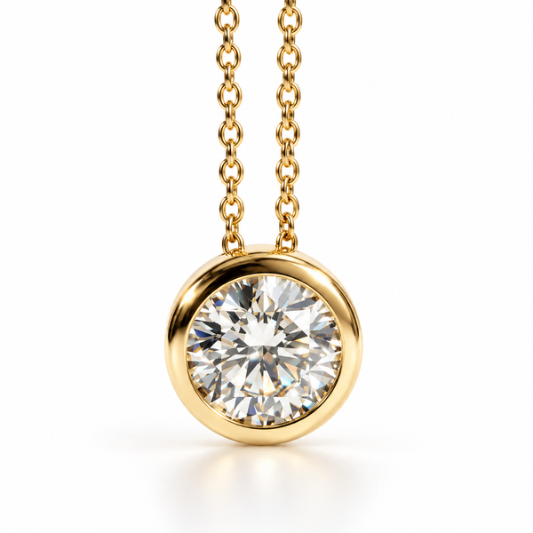 Round Lab Grown Diamond Bezel Set Necklace