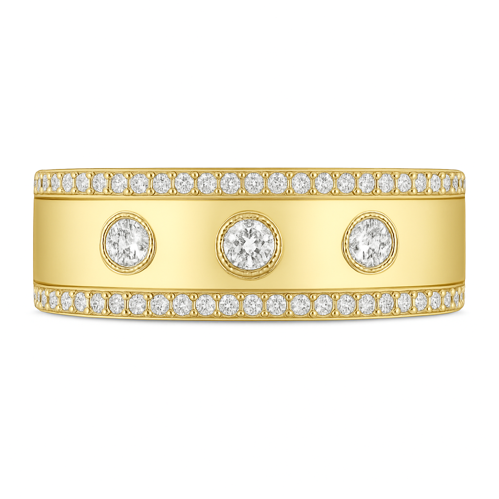 Round Diamond Bezel Wedding Band