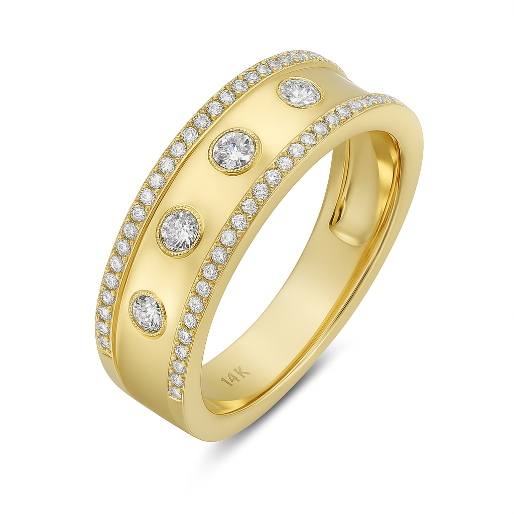 Round Diamond Bezel Wedding Band