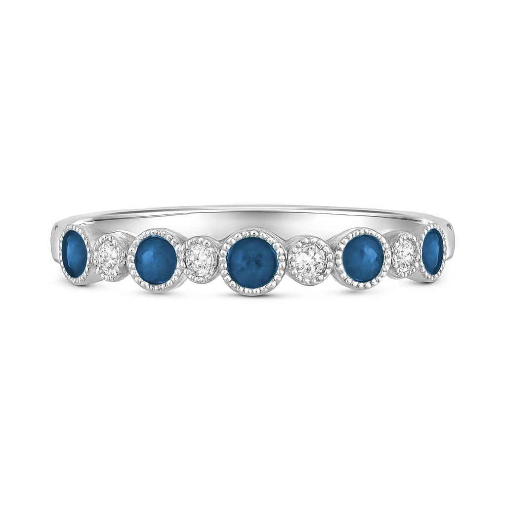 Round Sapphire & Diamond Band