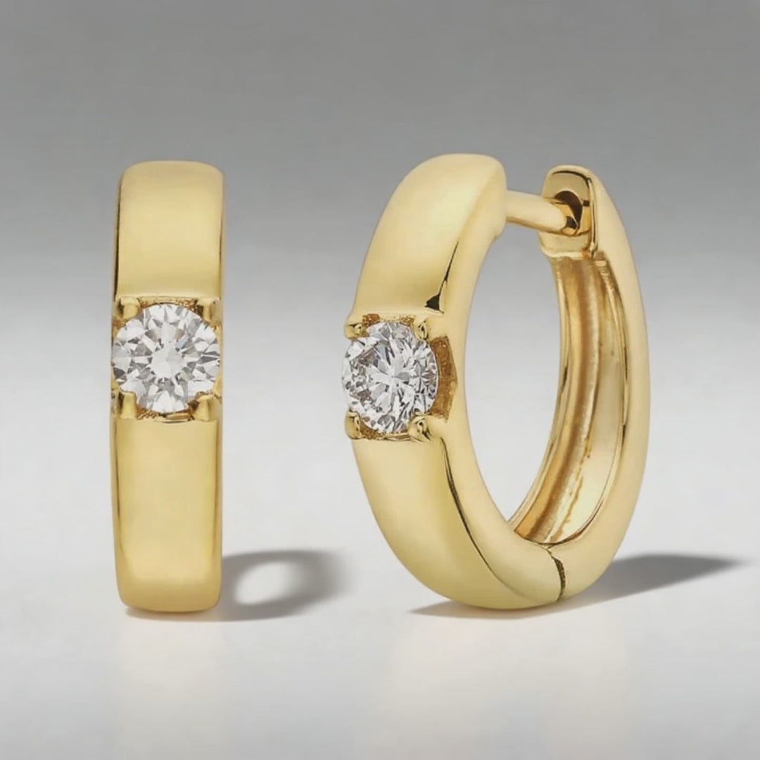 Single Diamond Hoop Earrings