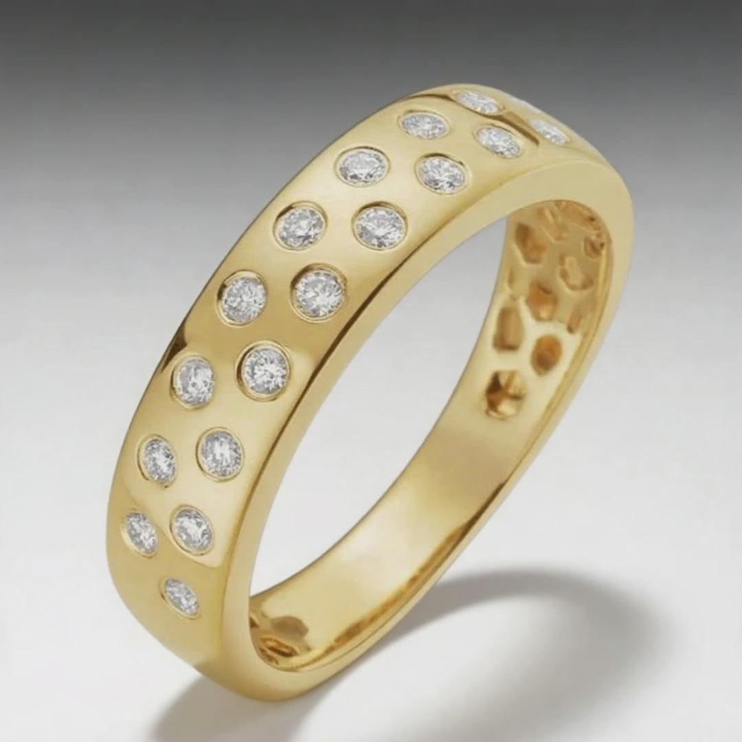 Round Diamond Burnish Set Band