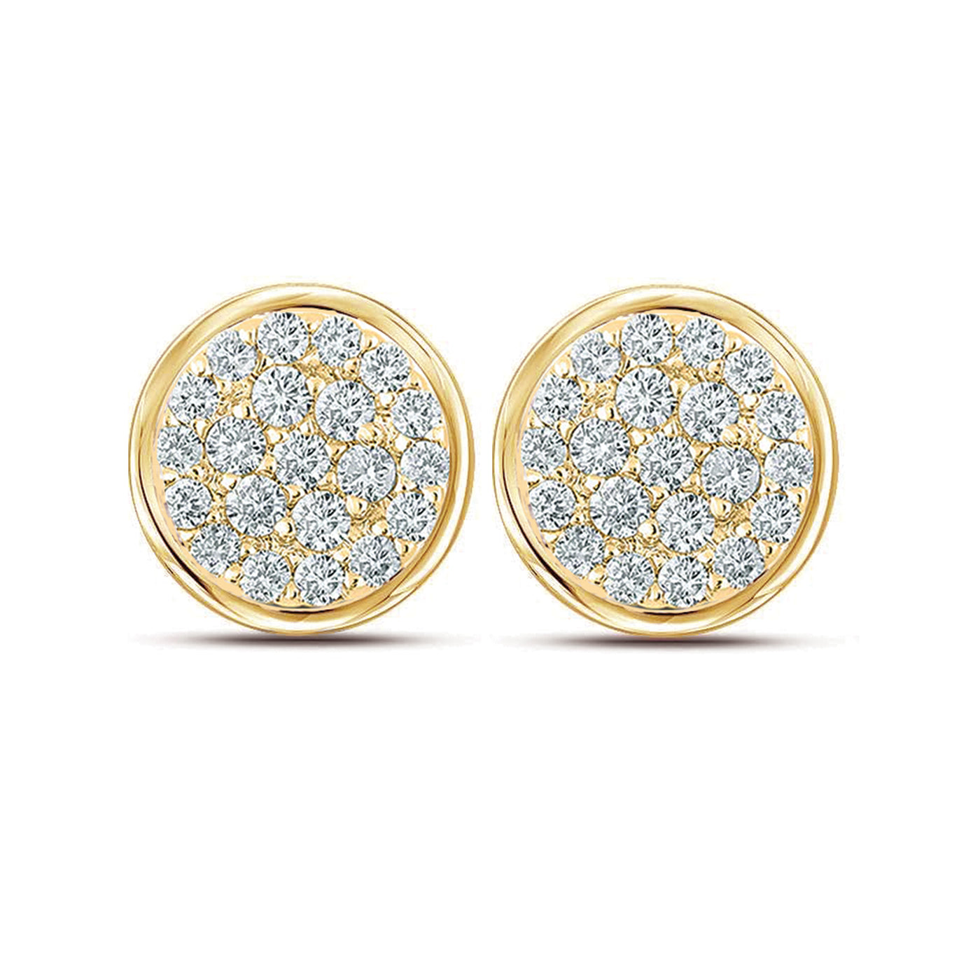 Diamond Cluster 14kt Yellow Gold Earrings