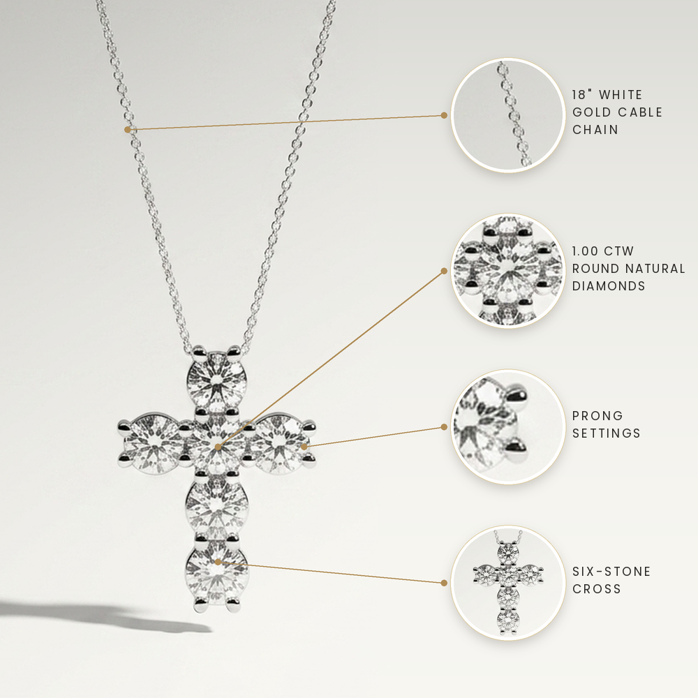 1.00ctw Diamond Cross White Gold Necklace