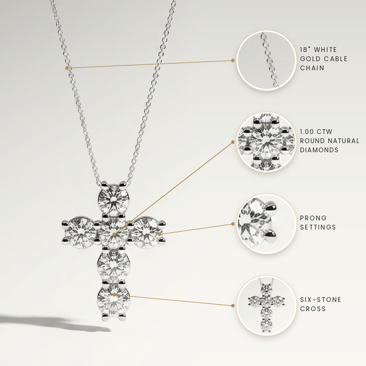1.00ctw Diamond Cross White Gold Necklace