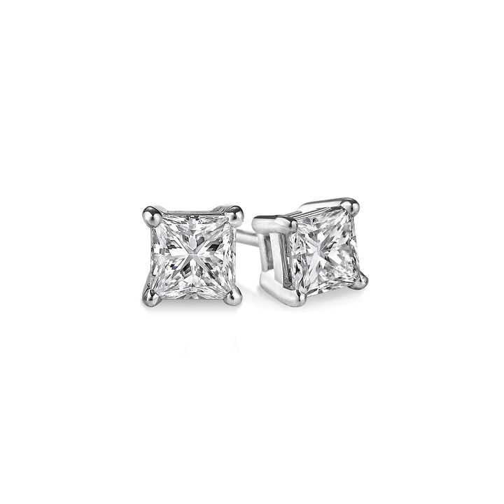 1.00ctw Princess Diamond Natural Stud Earrings