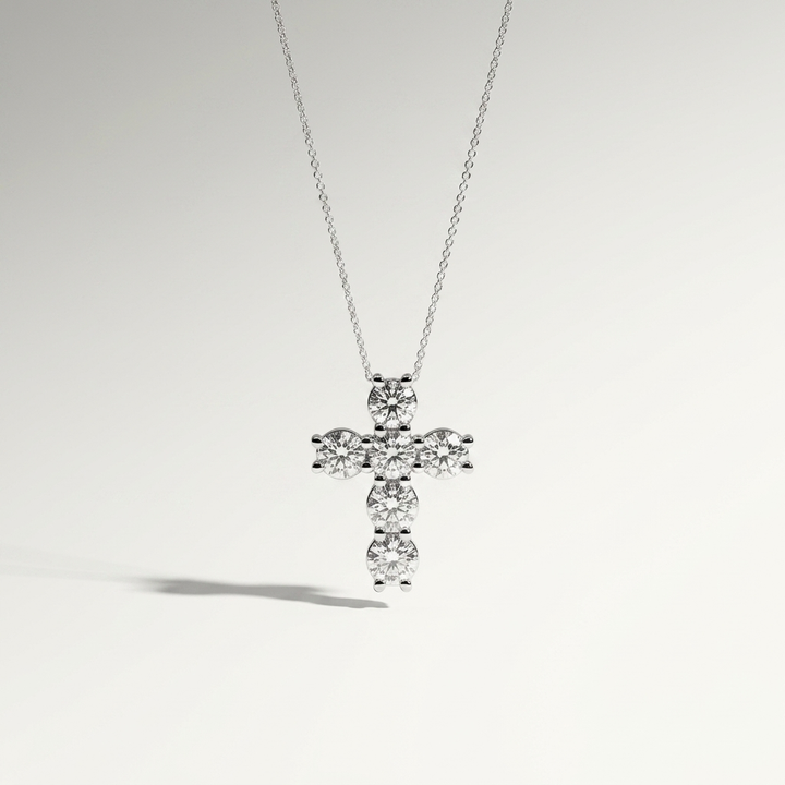 1.00ctw Diamond Cross White Gold Necklace