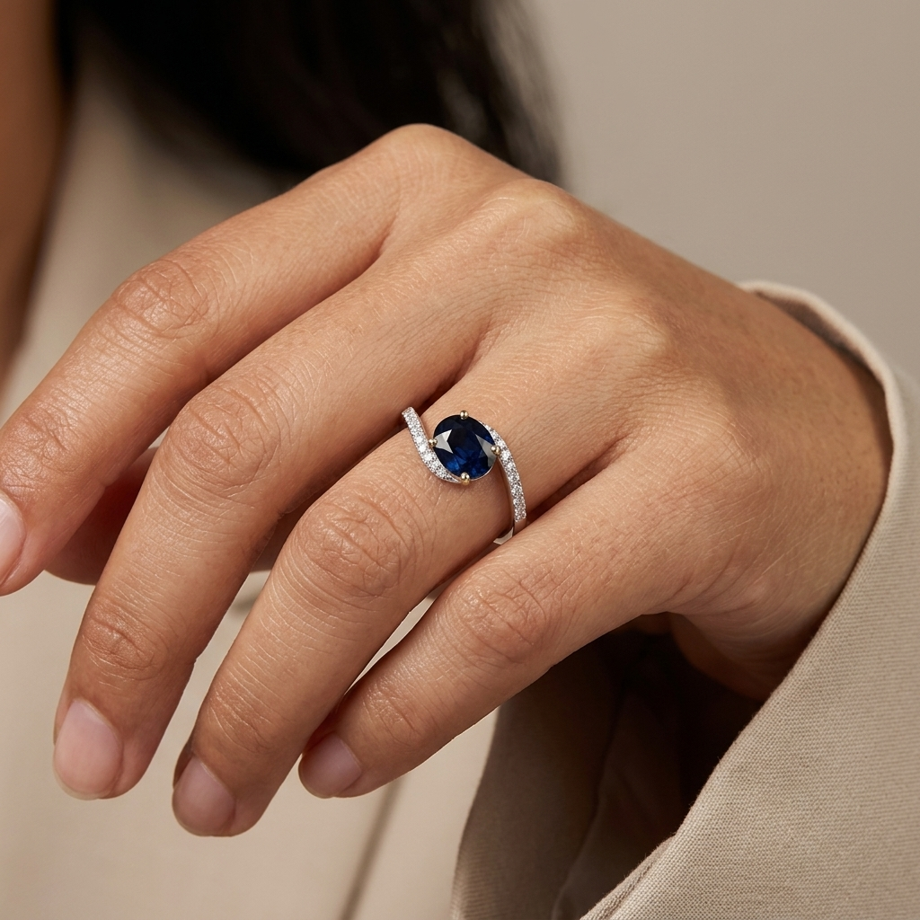 Blue Sapphire & Diamond  Ring