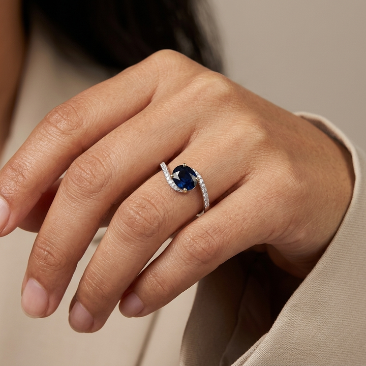 Blue Sapphire & Diamond  Ring