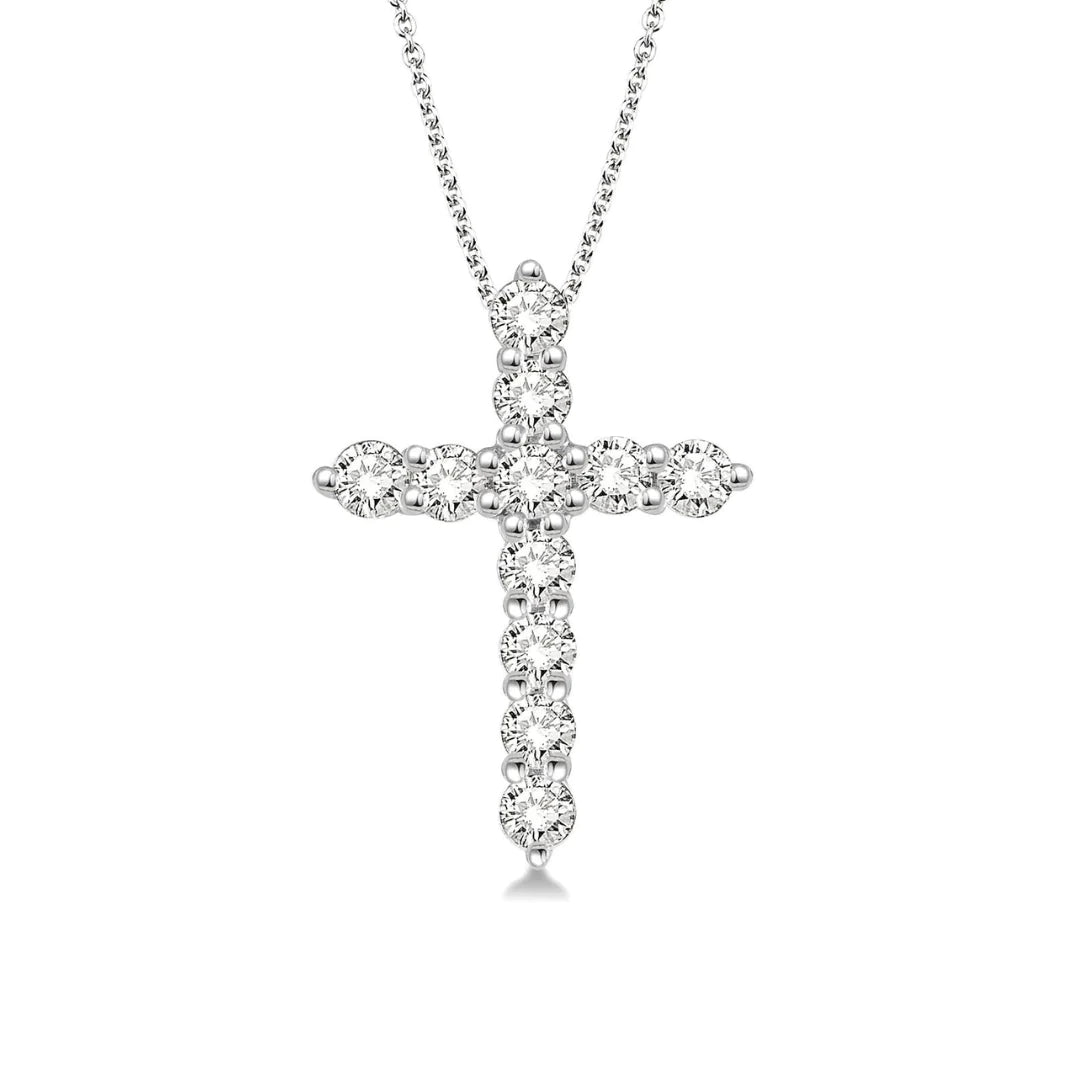 1.43ctw Diamond Cross White Gold Necklace