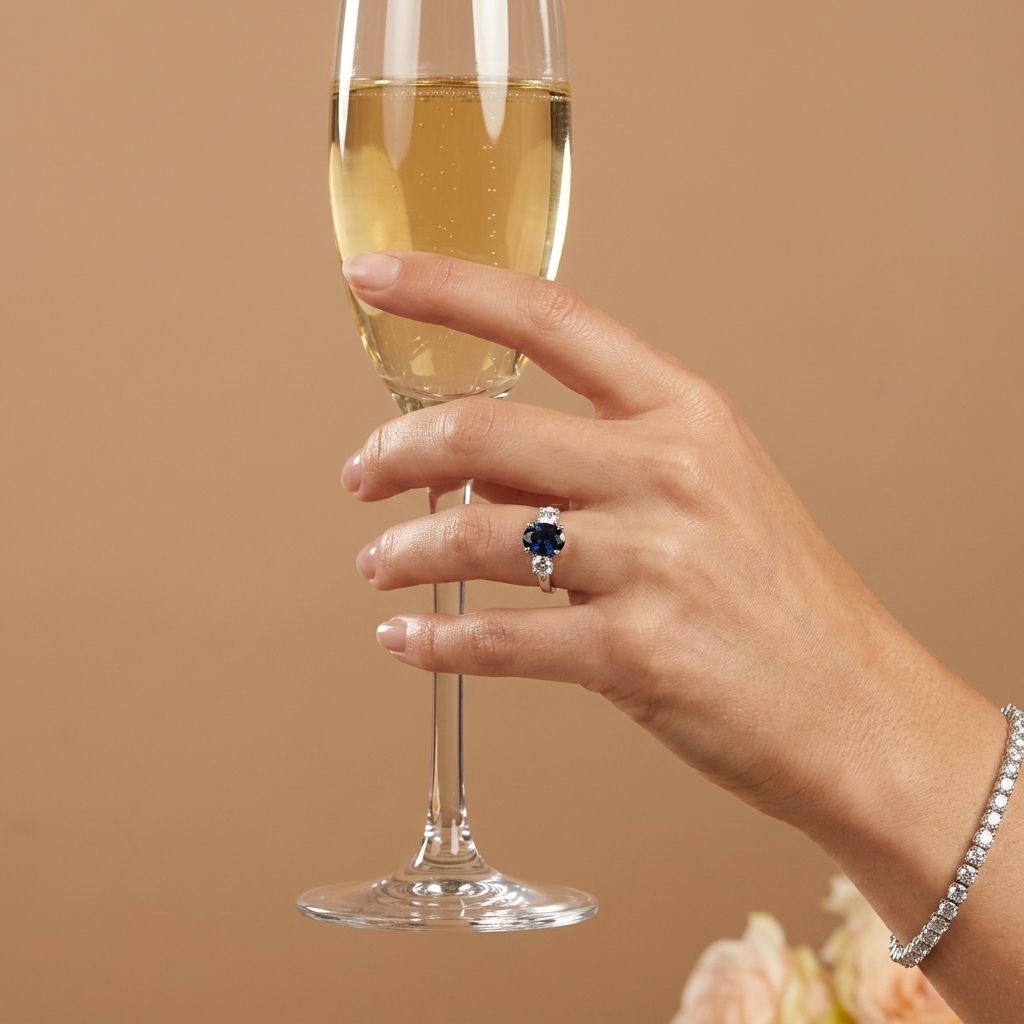 Oval Sapphire & Diamond Three Stone Ring