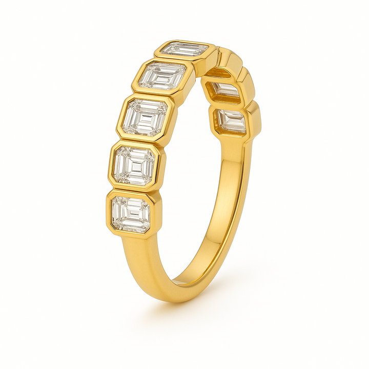 Emerald Cut Bezel Set Diamond Band