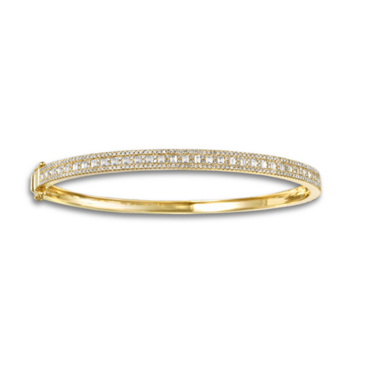 Diamond Baguette Border Bangle