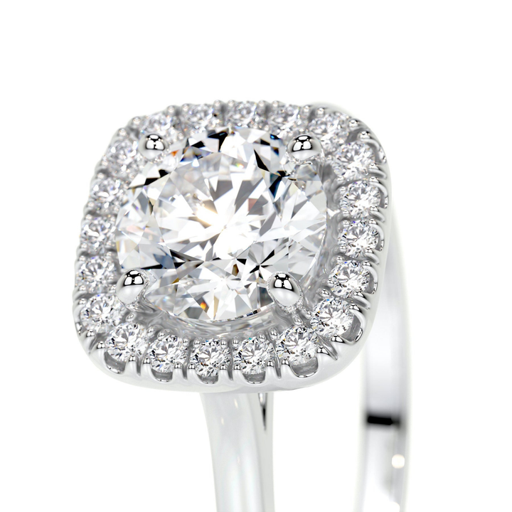 Cushion Halo - Round Engagement Ring