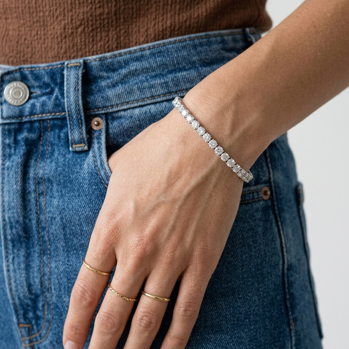 10ctw Round Cut Lab Grown Diamond Bracelet