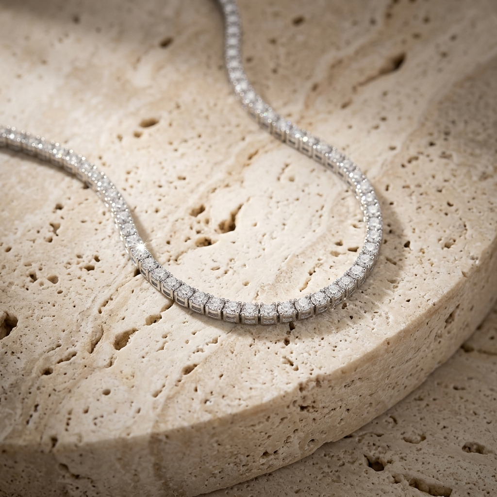 Beautiful 11ctw lab grown diamond necklace in white gold, adding radiant sparkle to any occasion
