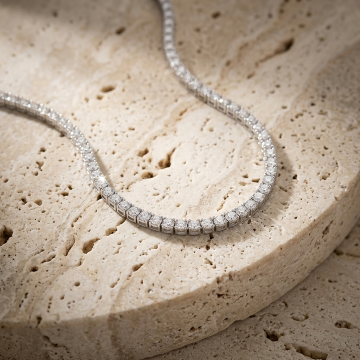 Beautiful 11ctw lab grown diamond necklace in white gold, adding radiant sparkle to any occasion