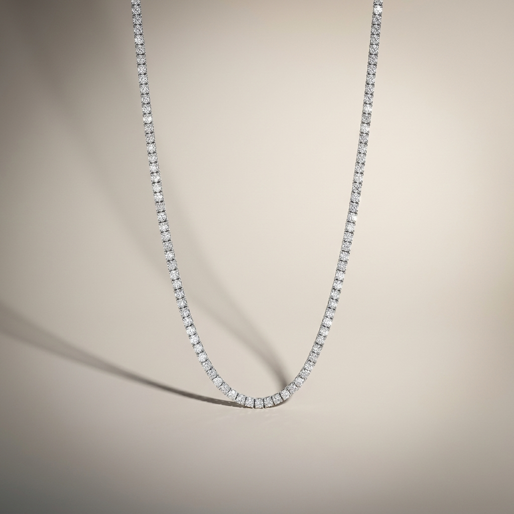 Beautiful 11ctw lab grown diamond necklace in white gold, adding radiant sparkle to any occasion