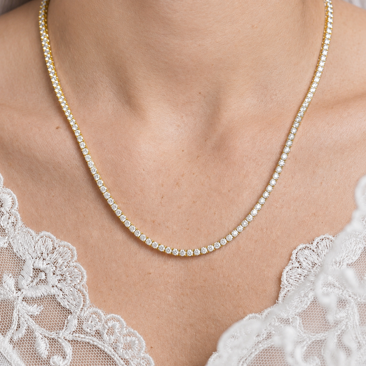 9ctw Diamond Lab Grown Tennis Yellow Gold Necklace