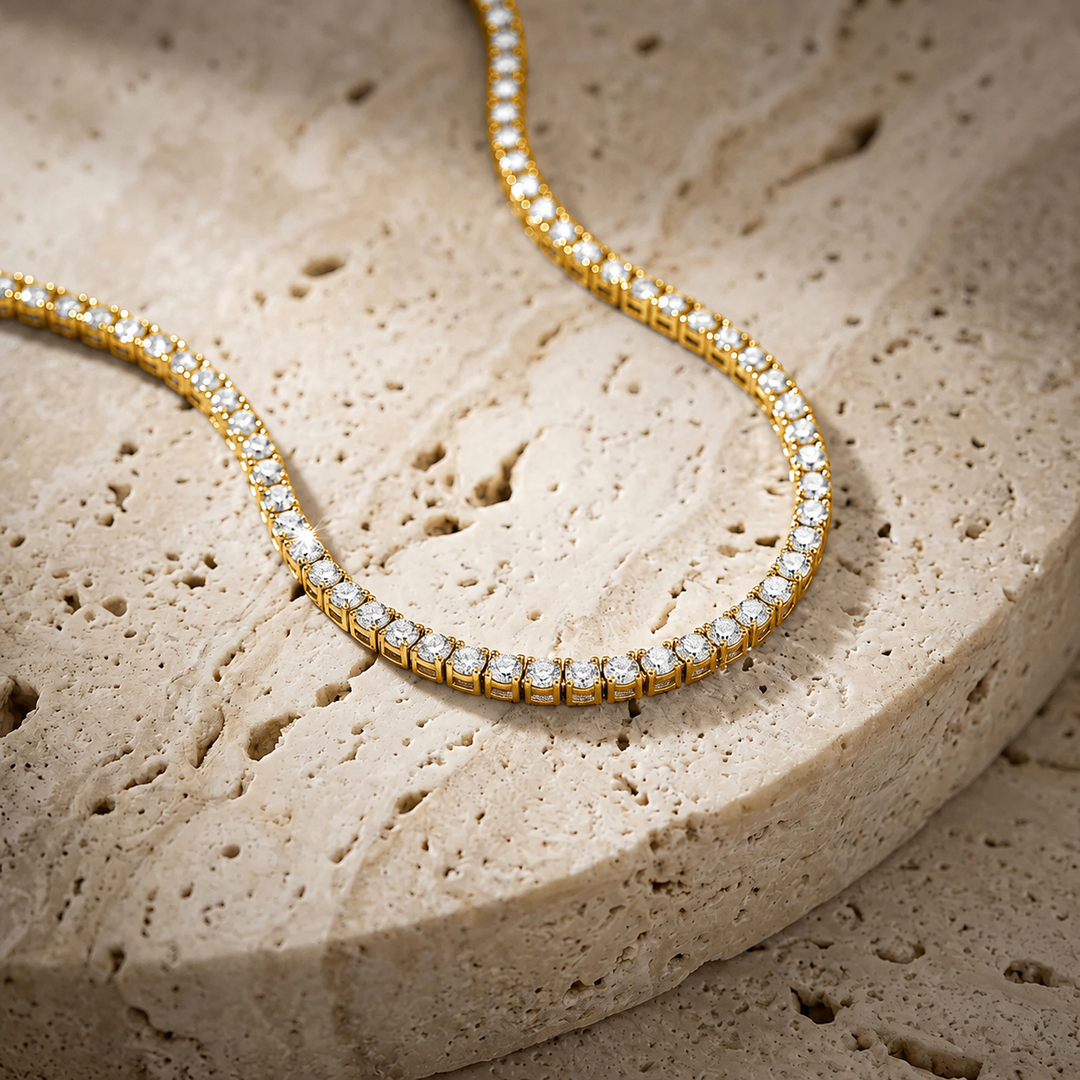 9ctw Diamond Lab Grown Tennis Yellow Gold Necklace