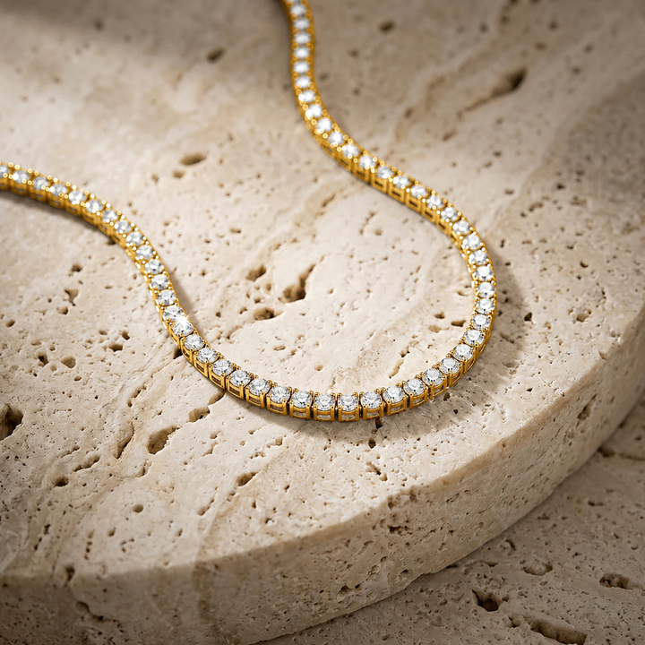 9ctw Diamond Lab Grown Tennis Yellow Gold Necklace