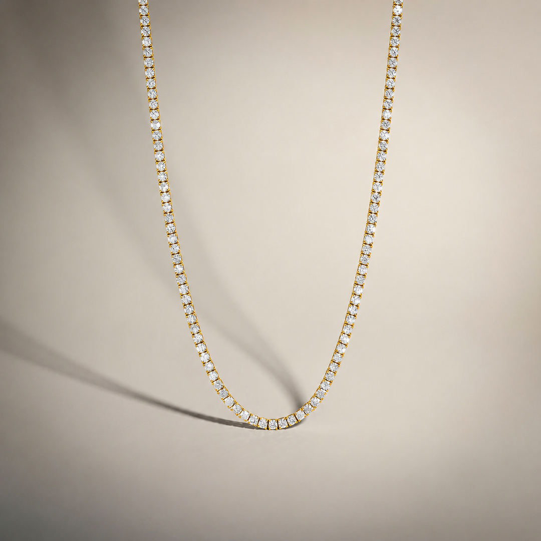 9ctw Diamond Lab Grown Tennis Yellow Gold Necklace