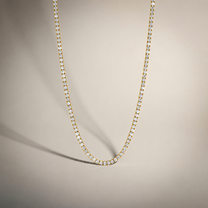 9ctw Diamond Lab Grown Tennis Yellow Gold Necklace