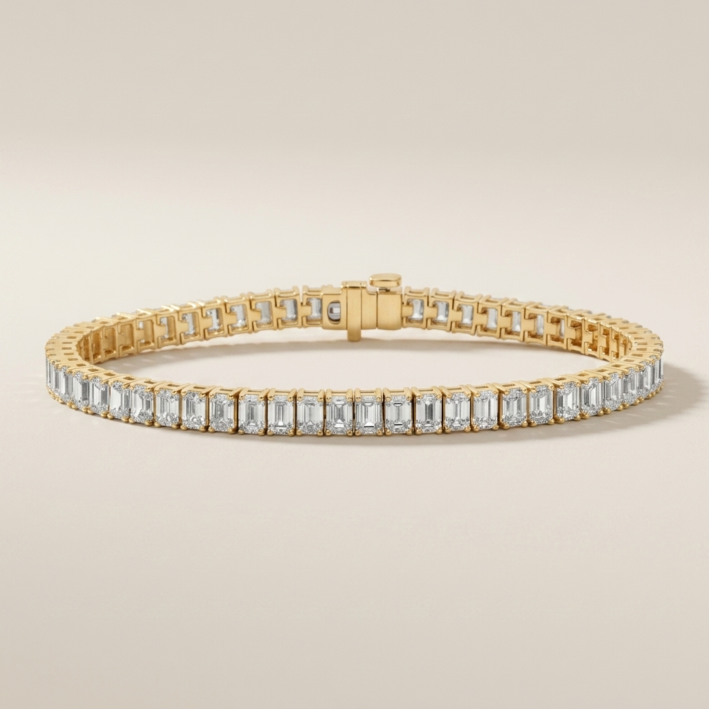13.00ctw Emerald Cut Diamond 14kt Yellow Gold Bracelet